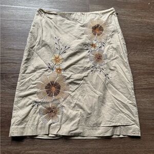 LOFT Tan Cream A-Line Embellished Skirt